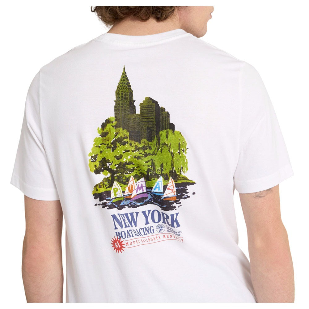 NYC Boat Racing Graphic Crew Neck Short Sleeve T-Shirt