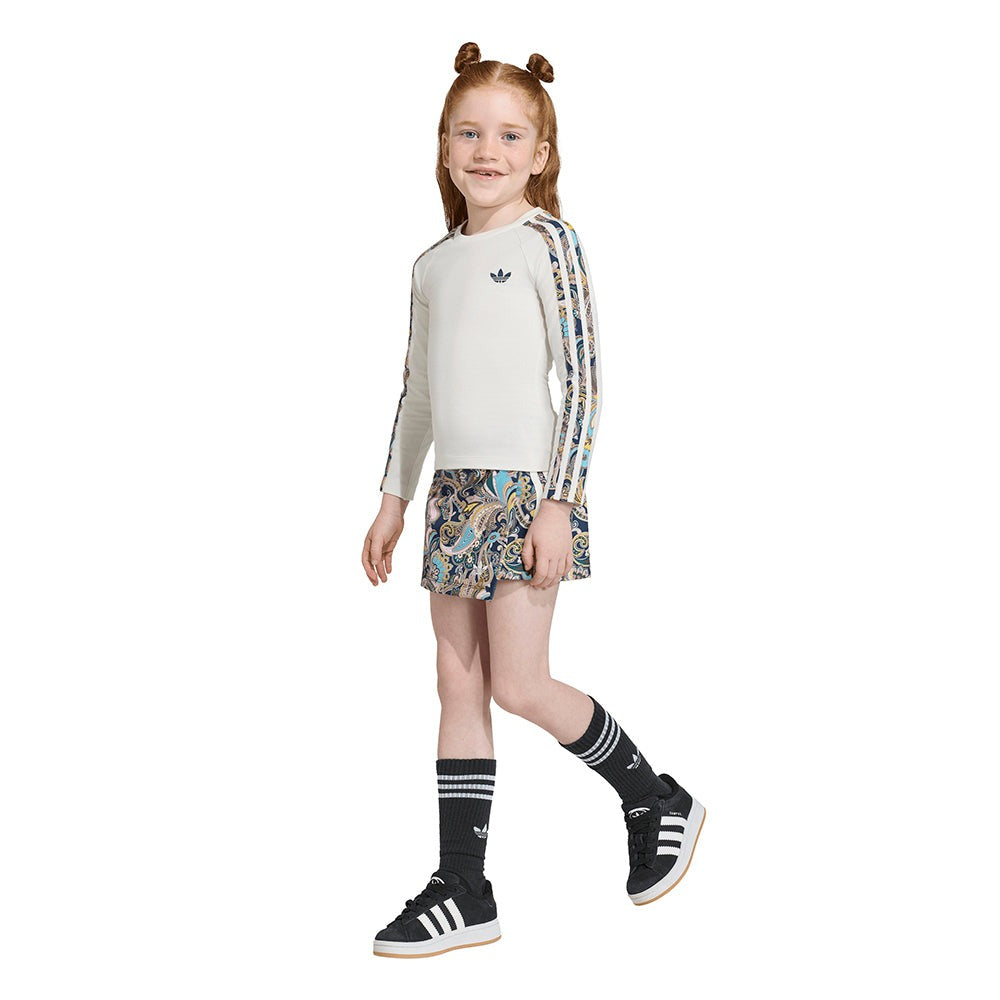 Slim Crop 3-STRIPES Long Sleeve Top/regular Wrap Skort Set