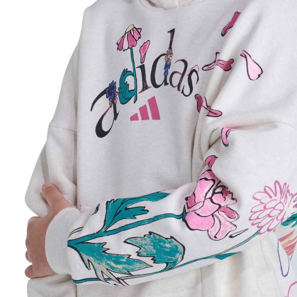 Long Sleeve Graphic Fleece Hooded Heather Pullover