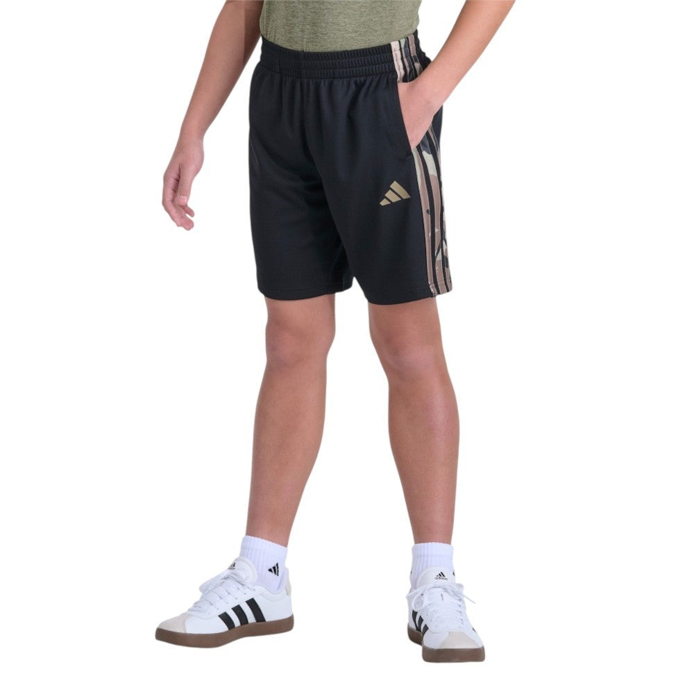 Elastic Waistband Essentials Printed 3-Stripes Short