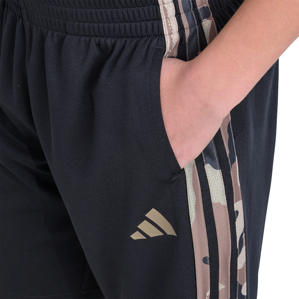 Elastic Waistband Essentials Printed 3-Stripes Short