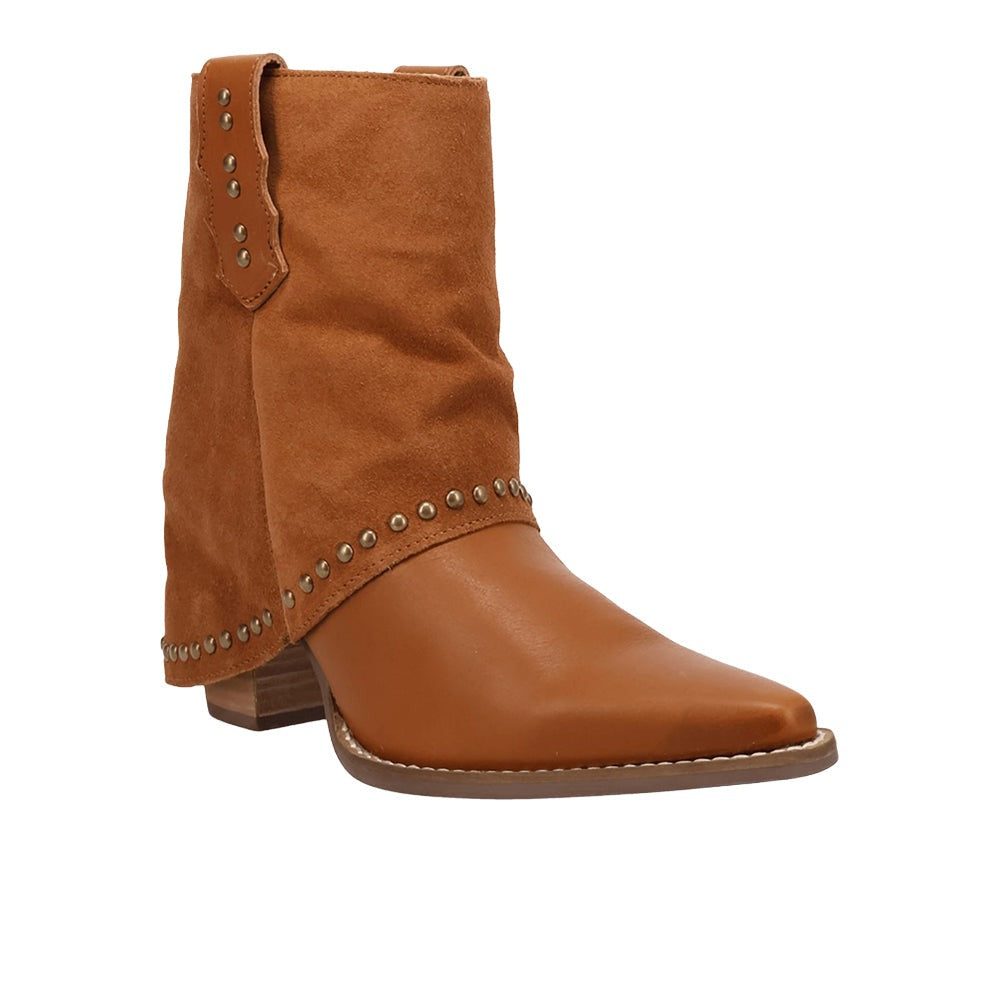Off The Cuff Leather Snip Toe Pull On Cowboy Booties