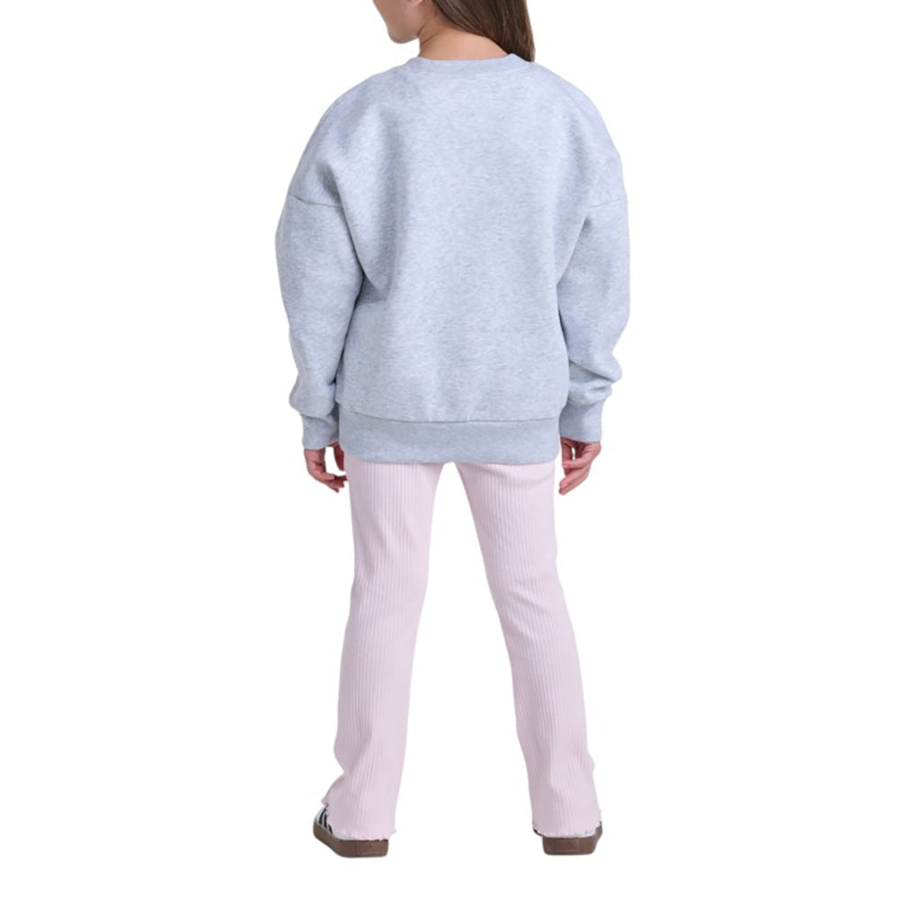Two-Piece Long Sleeve Heather Crewneck Pullover and Kick Flare Pant Set