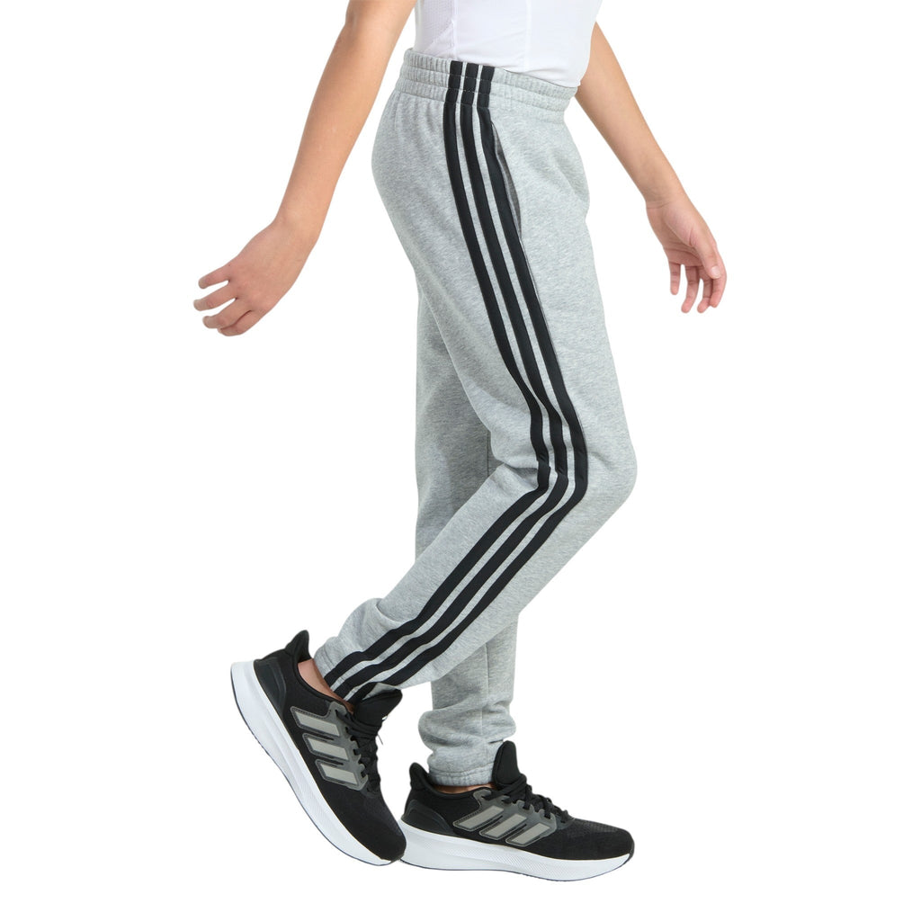 Elastic Waistband Essential 3-Stripes Fleece Cuffed Heather Jogger