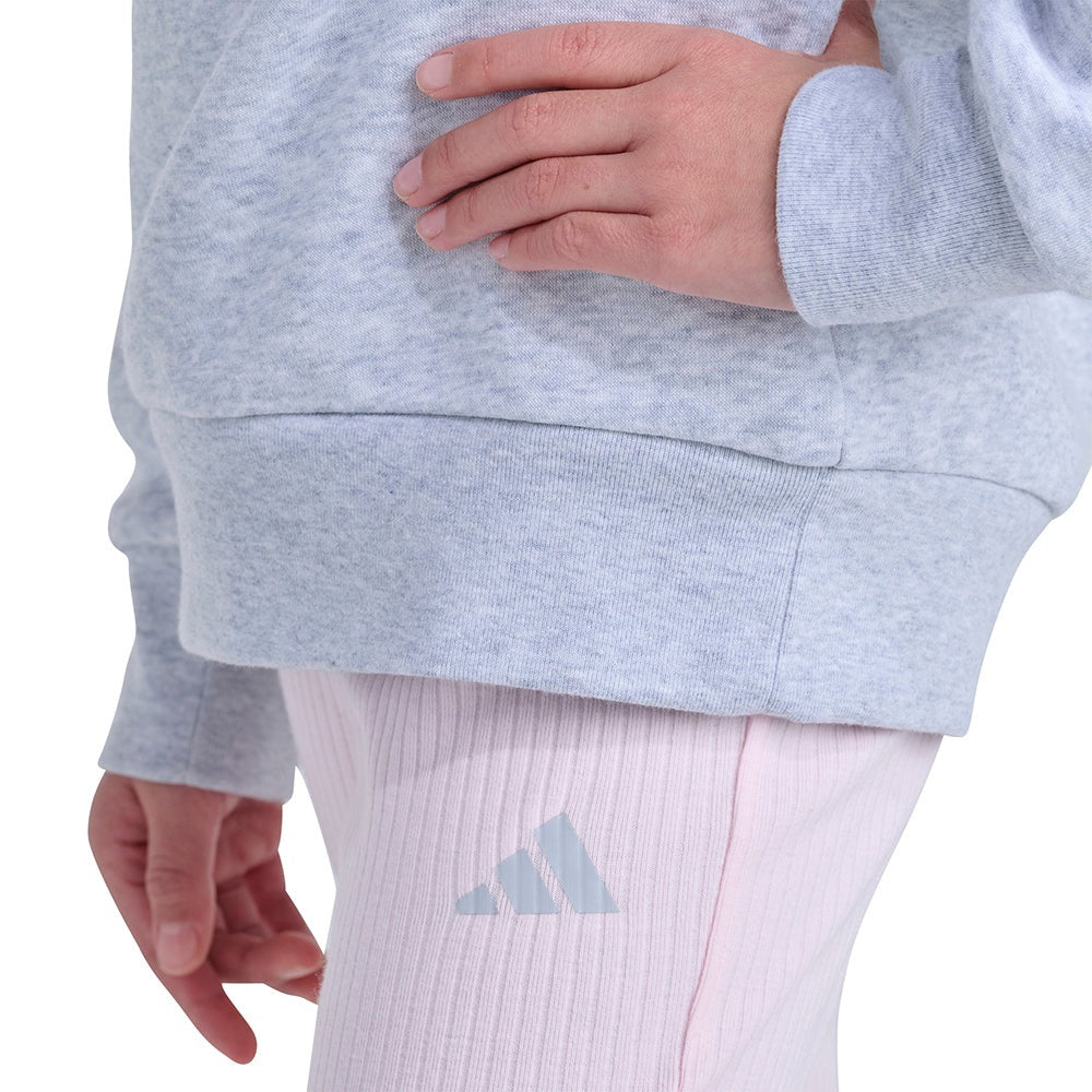 Two-Piece Long Sleeve Heather Crewneck Pullover and Kick Flare Pant Set