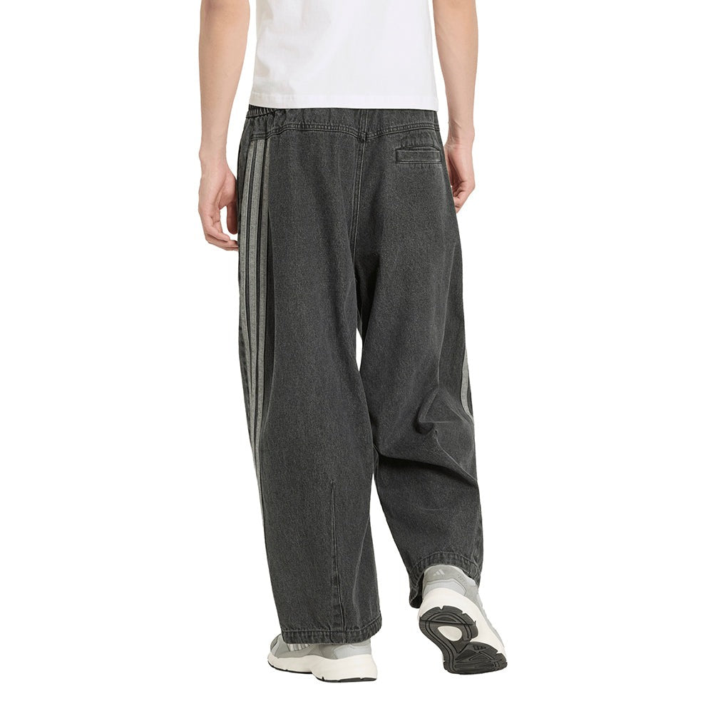 Stadium Oversized Fit Denim Full Length Open Hem Track Pants