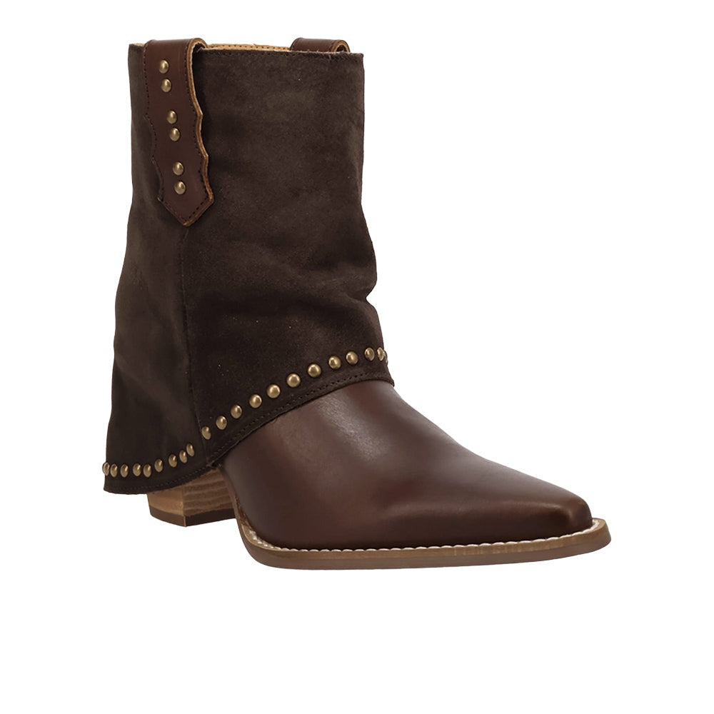 Off The Cuff Leather Snip Toe Pull On Cowboy Booties