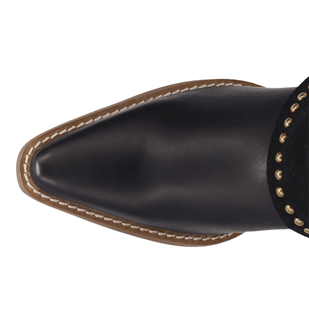Off The Cuff Leather Snip Toe Pull On Cowboy Booties
