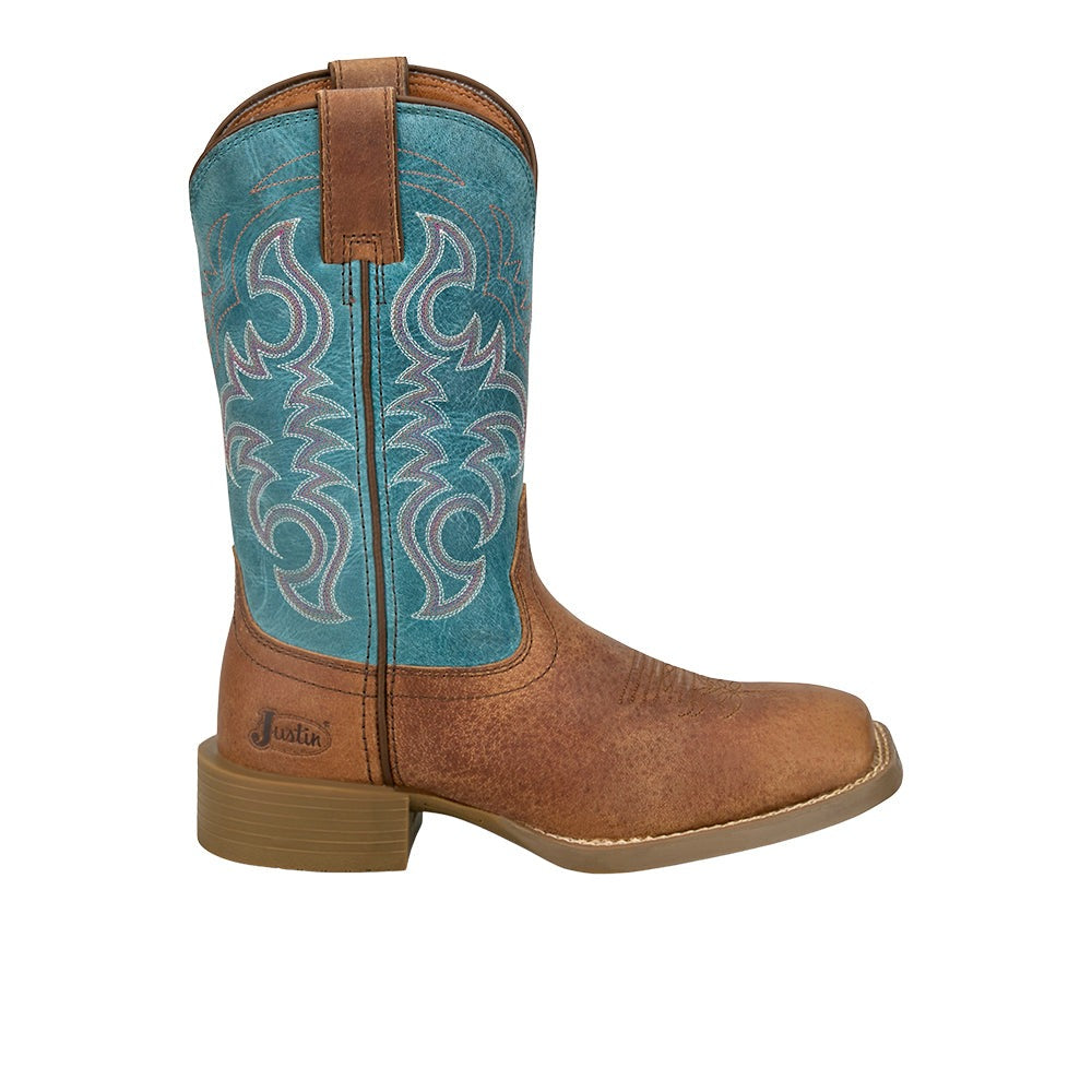 Stampede Della Square Toe Pull On Cowboy Boots