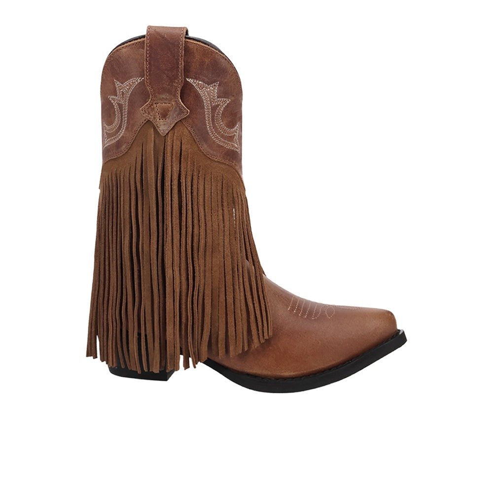Happy Trails Leather Pointed Toe Pull On Cowboy Boots (Little Kid - Big Kid)