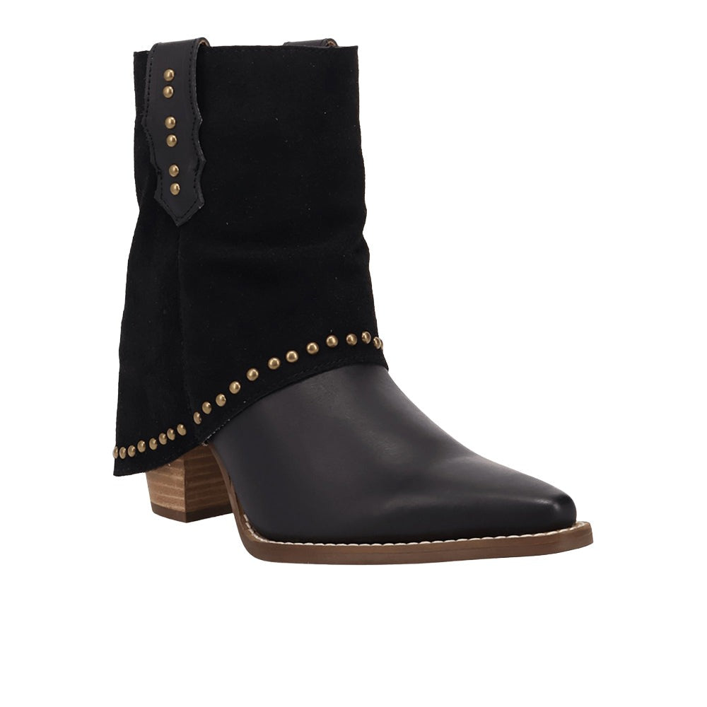 Off The Cuff Leather Snip Toe Pull On Cowboy Booties
