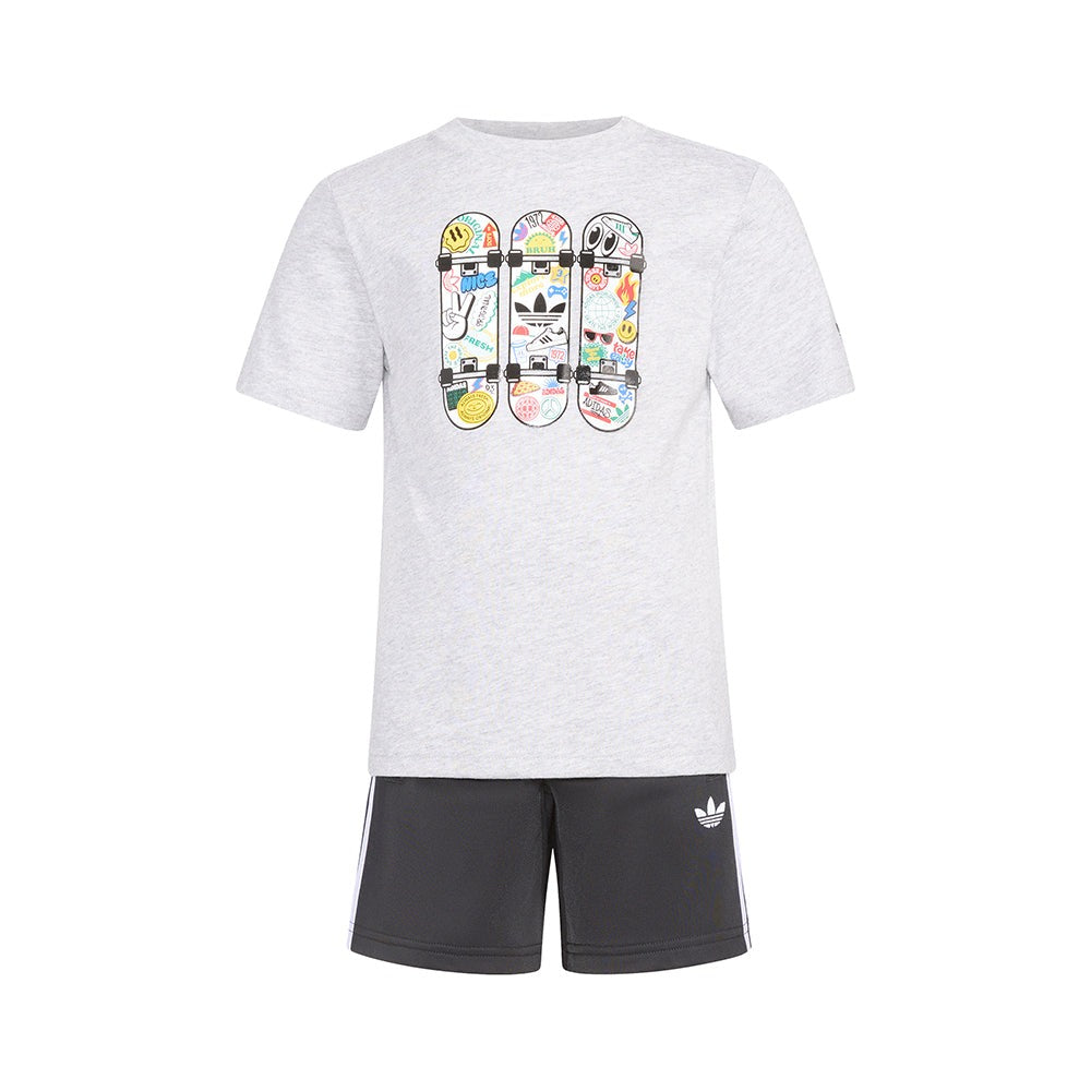3-Stripes Firebird Short Heather Tee Set