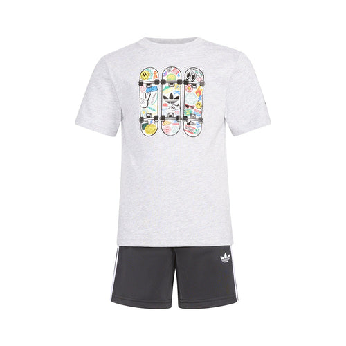 3-Stripes Firebird Short Heather Tee Set