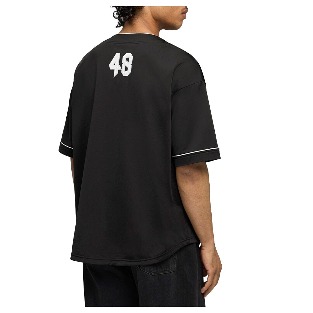 Oversized V-Neck Short Sleeve Baseball Jersey