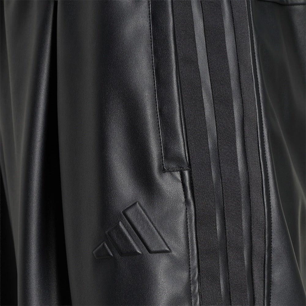 Stadium Oversized Fit Fake Leather Full Length Open Hem Pants