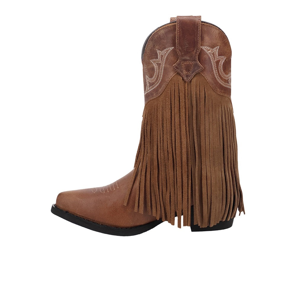Happy Trails Leather Pointed Toe Pull On Cowboy Boots (Little Kid - Big Kid)