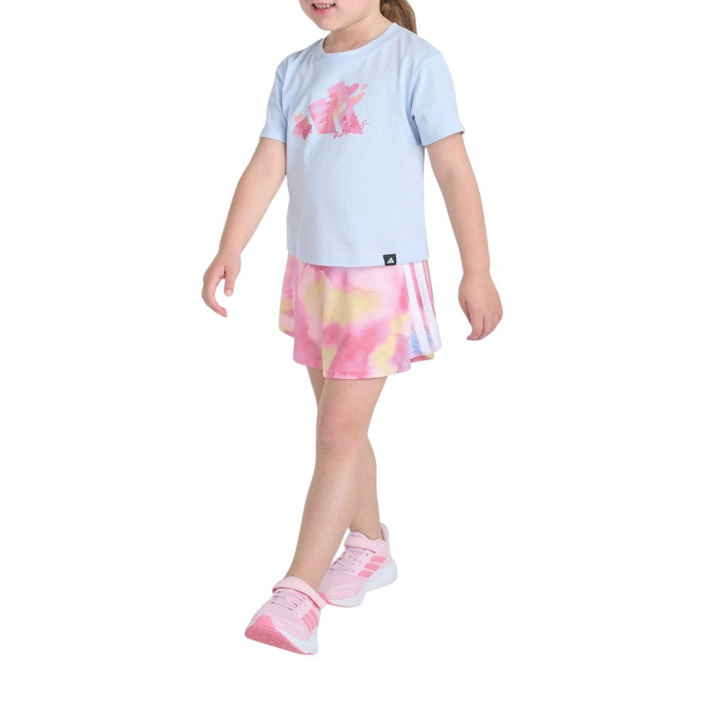 2-Piece Short Sleeve Tee and Printed Flounce Skort Set (Youth)