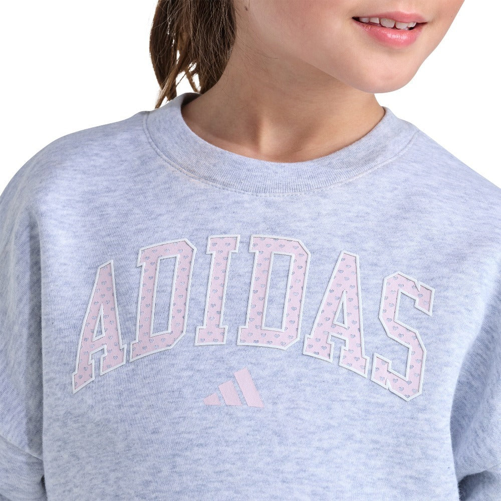Two-Piece Long Sleeve Heather Crewneck Pullover and Kick Flare Pant Set