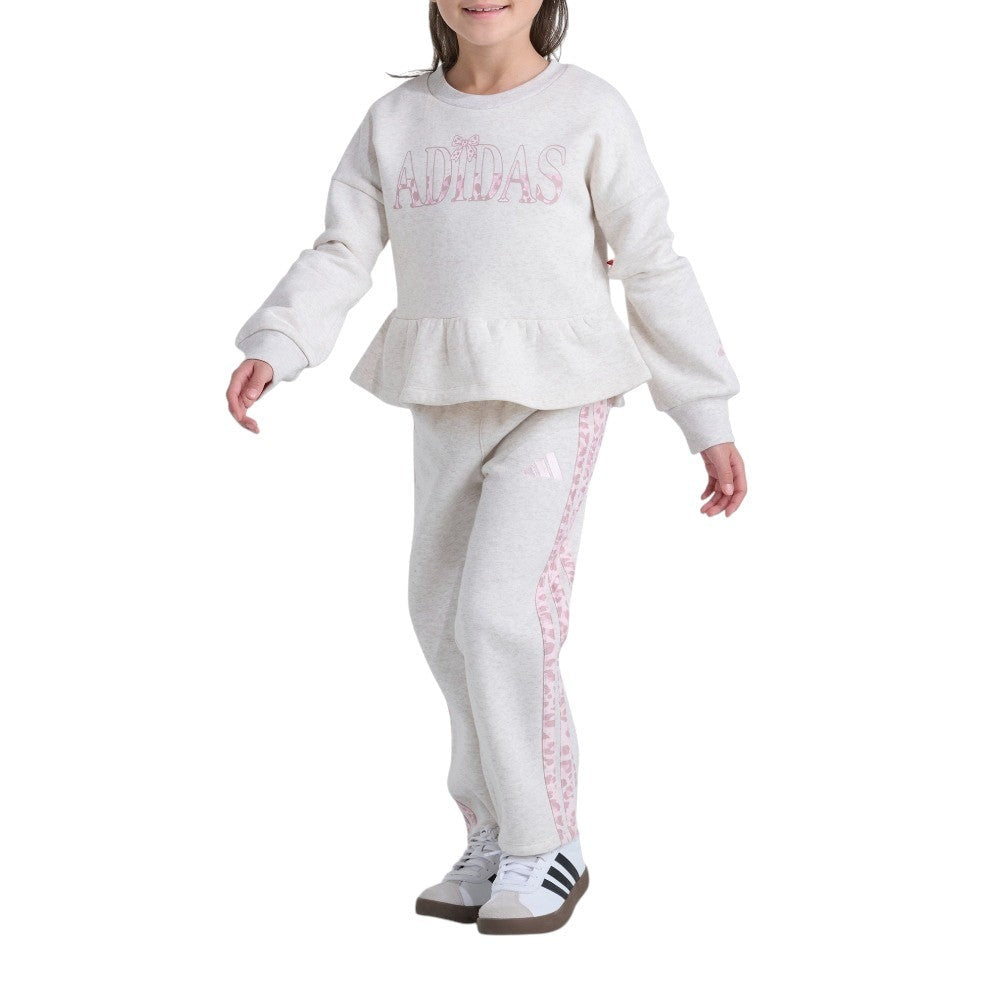 2-Piece Long Sleeve Peplum Waist Polo & Pant Set