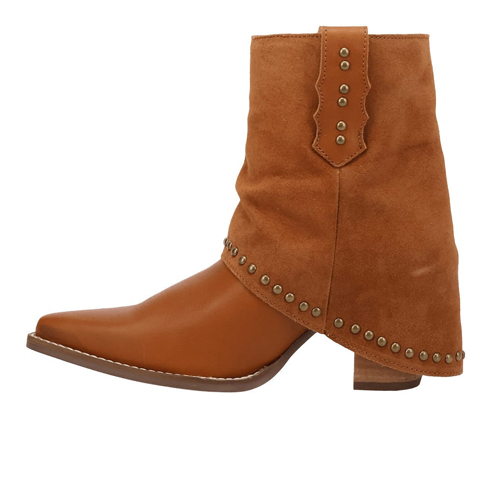 Off The Cuff Leather Snip Toe Pull On Cowboy Booties