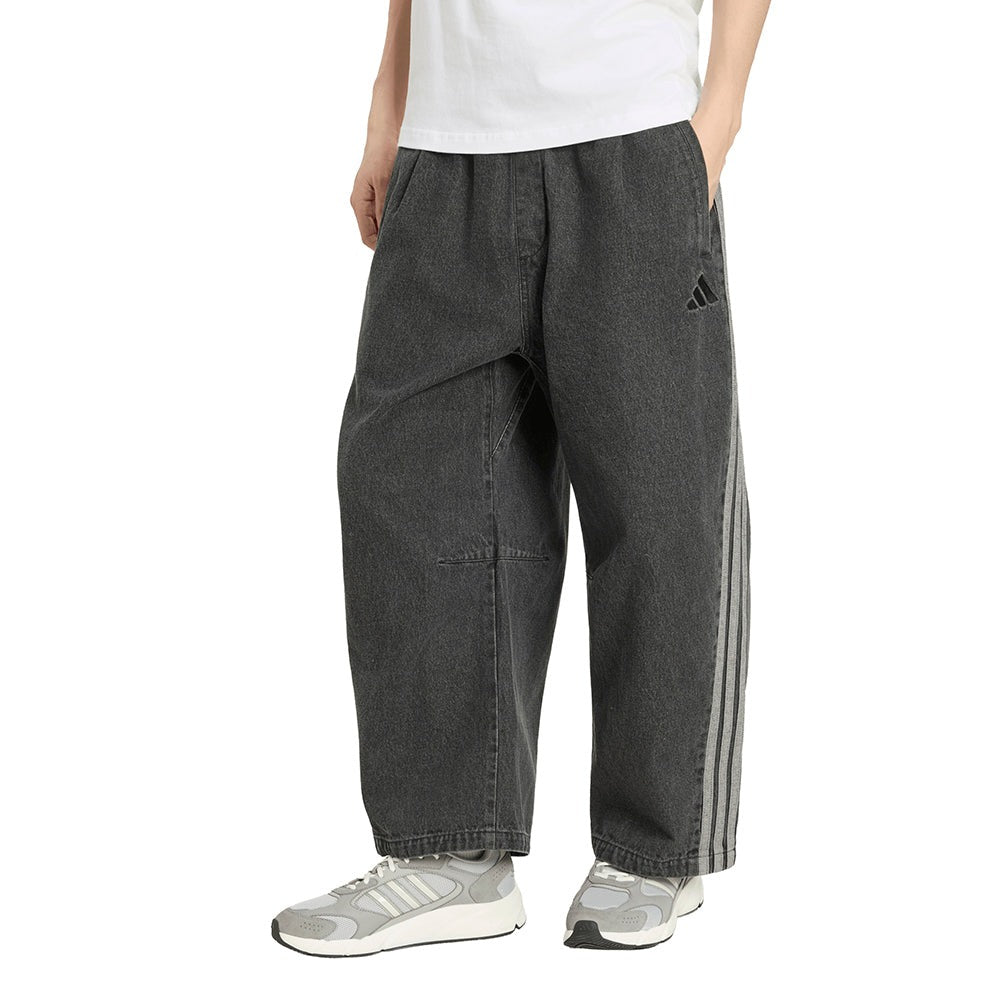 Stadium Oversized Fit Denim Full Length Open Hem Track Pants