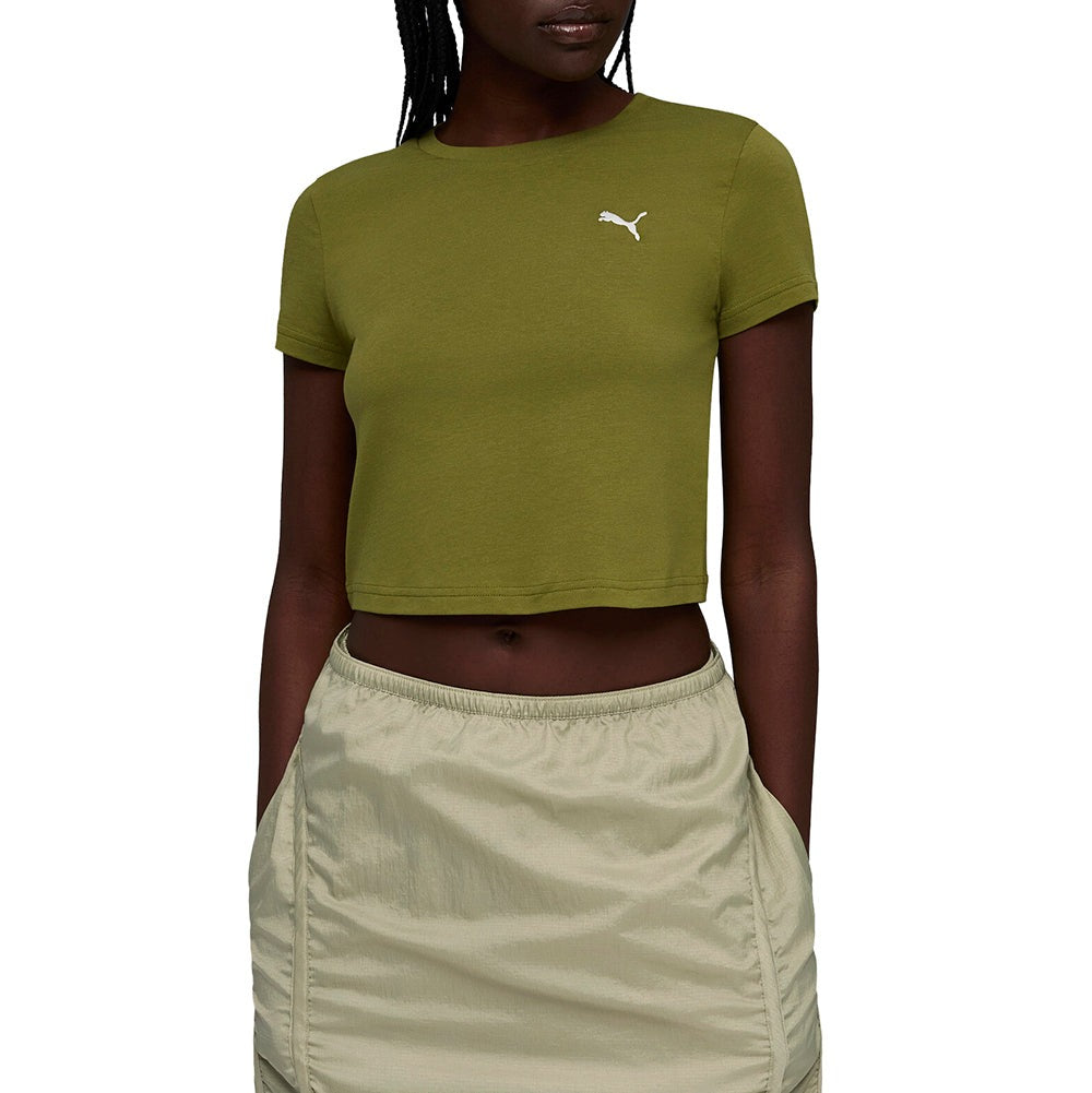 Wardrobe Essentials Cropped Crew Neck Short Sleeve T-Shirt