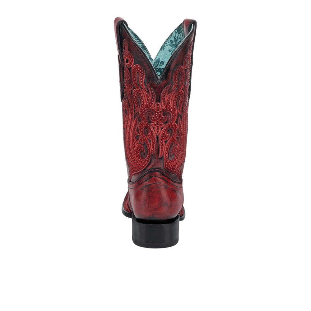 Embroidered Crystals Square Toe Pull On Cowboy Boots
