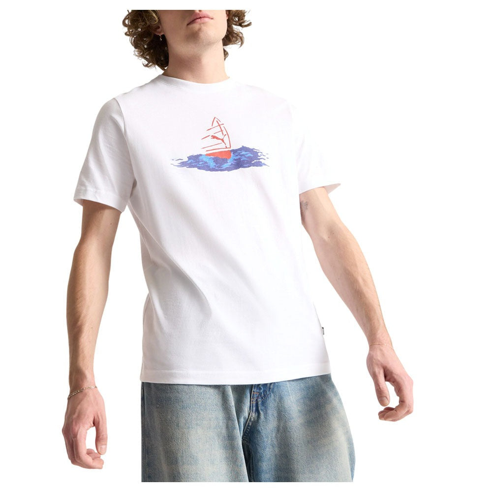 NYC Boat Racing Graphic Crew Neck Short Sleeve T-Shirt