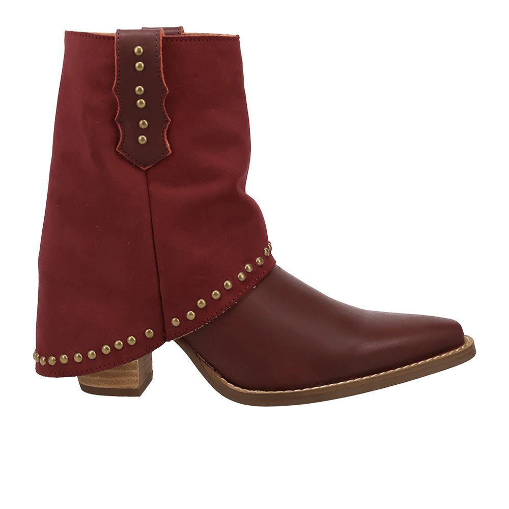 Off The Cuff Leather Snip Toe Pull On Cowboy Booties