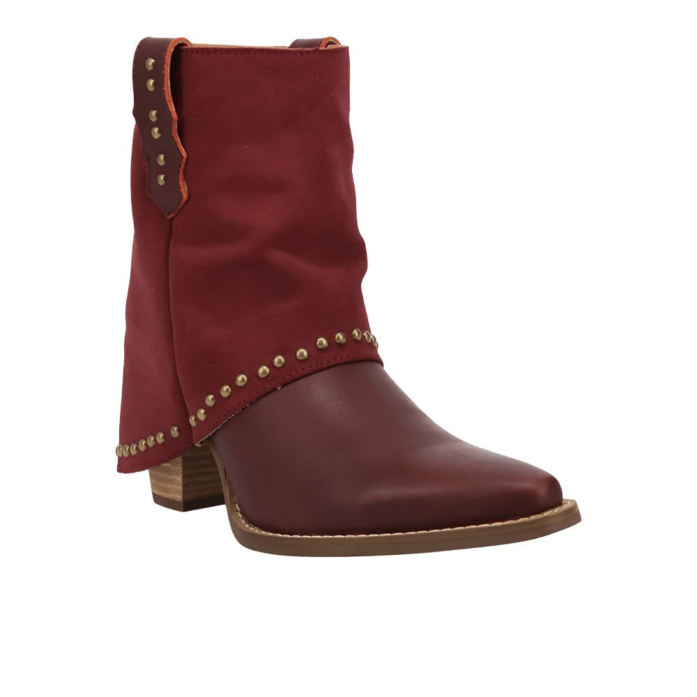 Off The Cuff Leather Snip Toe Pull On Cowboy Booties