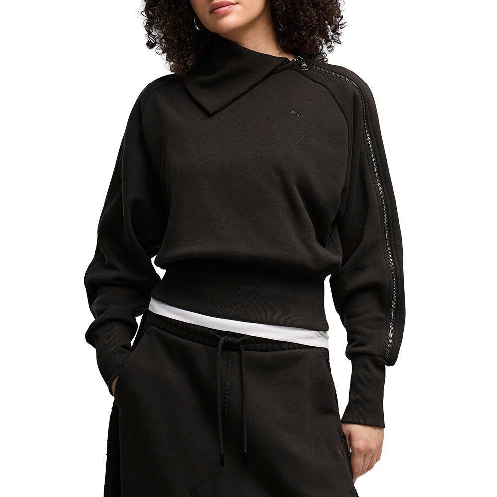 Asymmetrical Zip Crew Sweatshirt