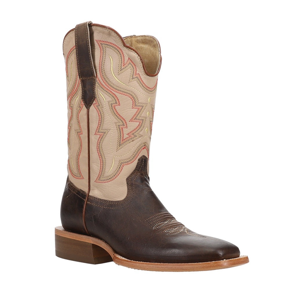 Goat Embroidered Wide Square Toe Cowboy Boots