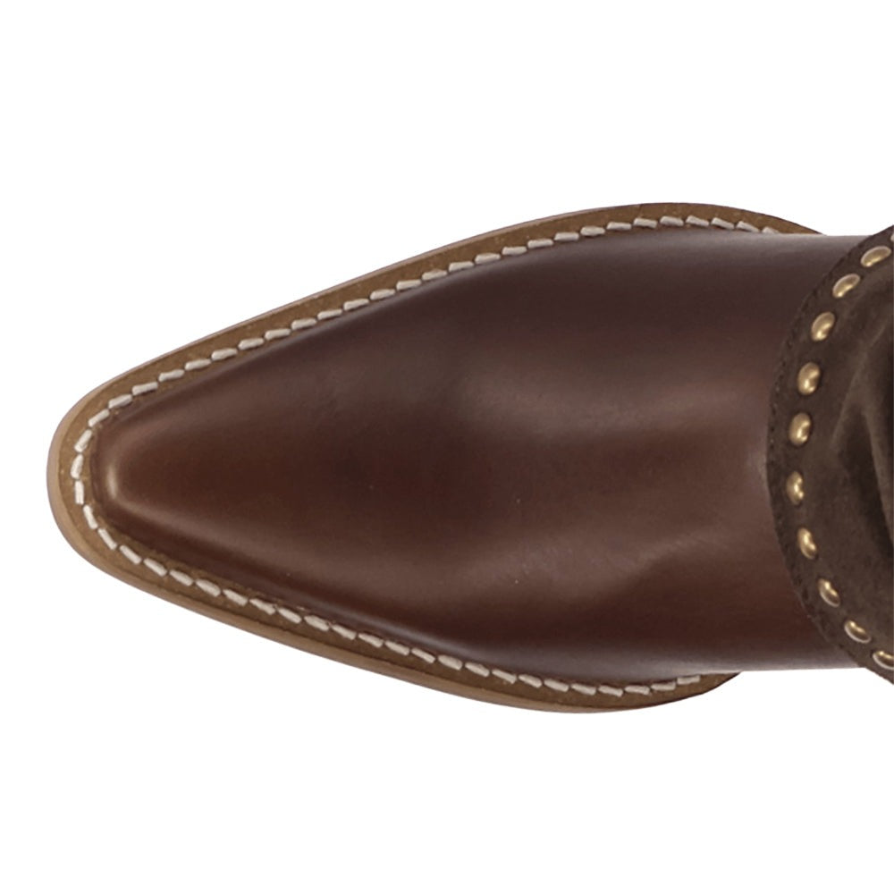 Off The Cuff Leather Snip Toe Pull On Cowboy Booties