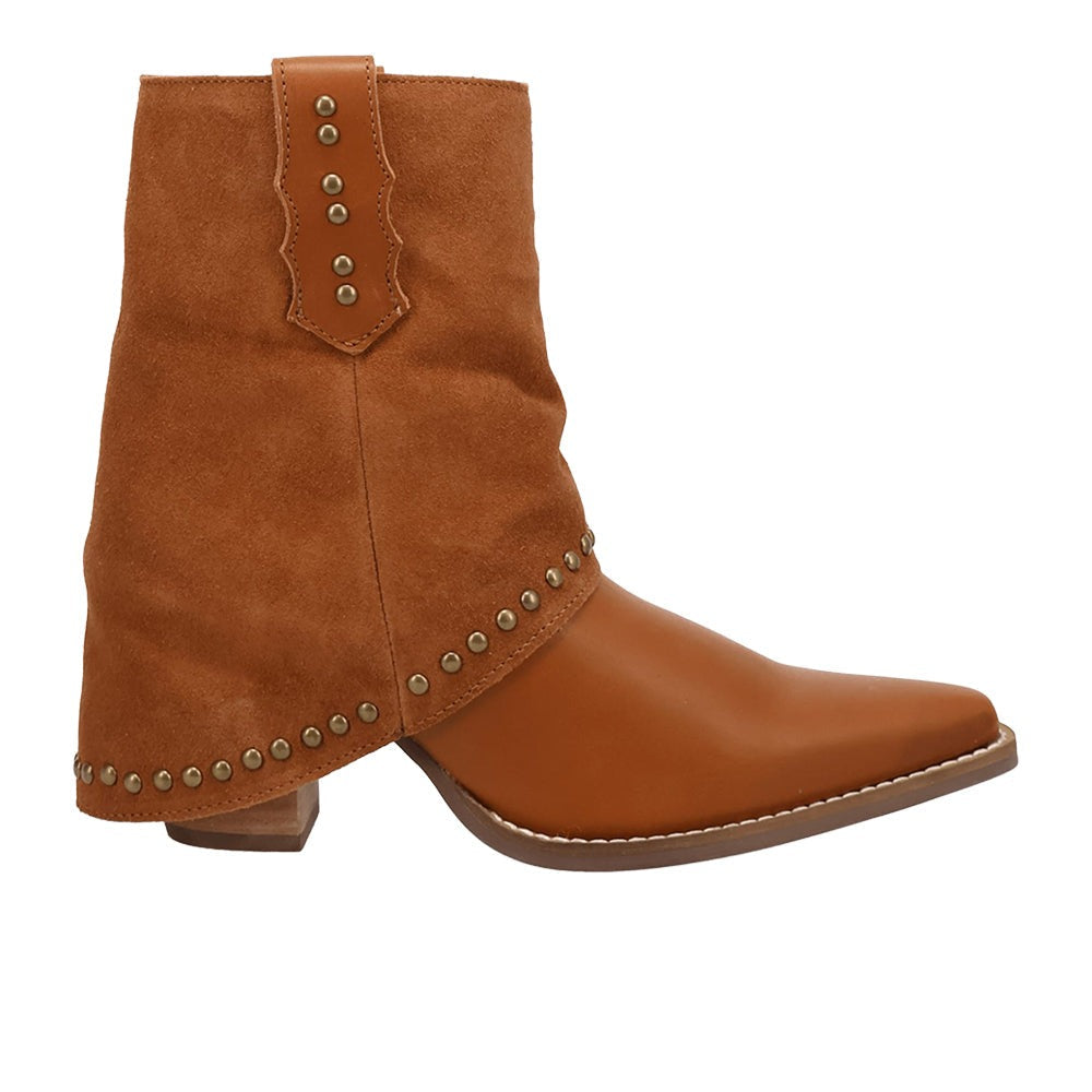 Off The Cuff Leather Snip Toe Pull On Cowboy Booties