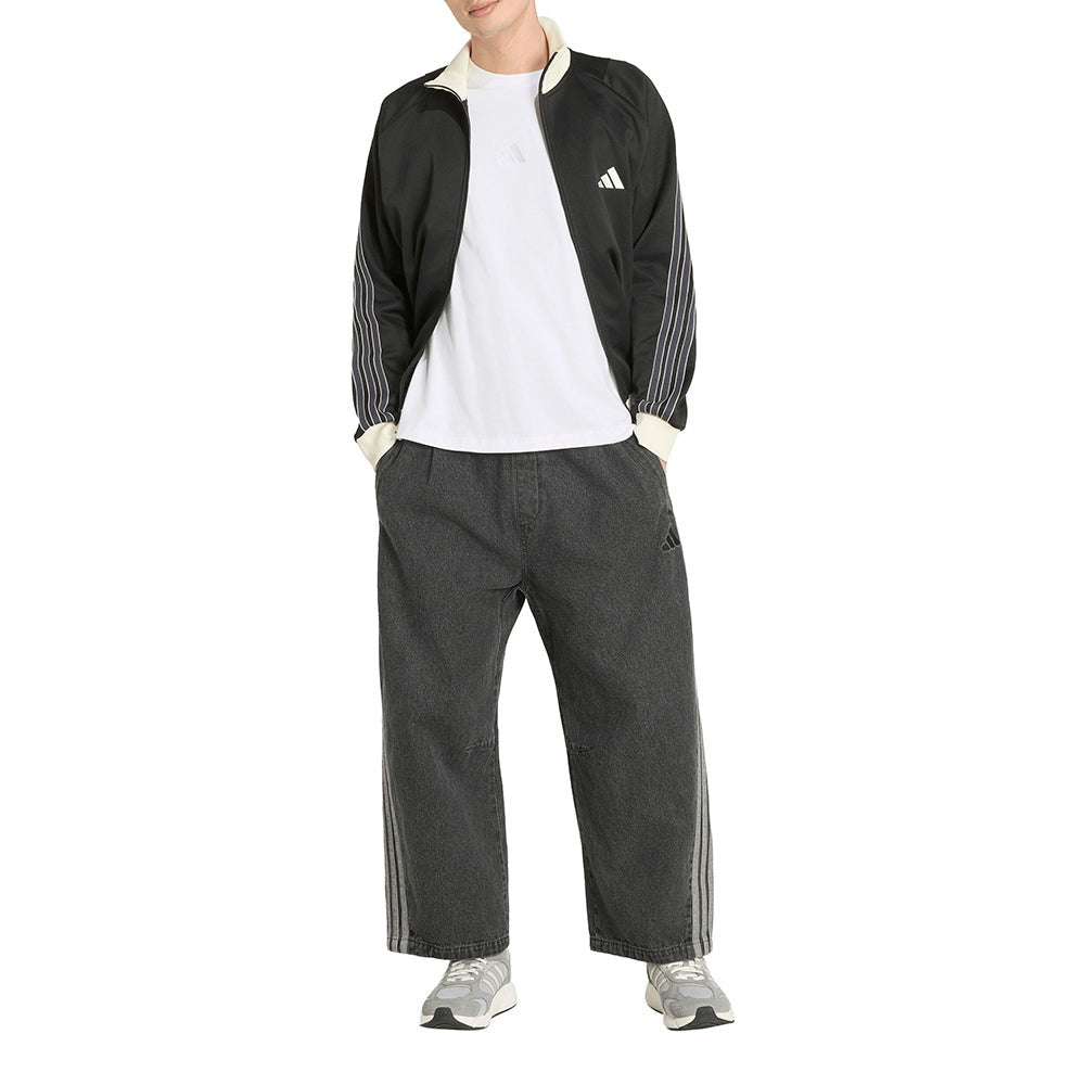 Stadium Oversized Fit Denim Full Length Open Hem Track Pants