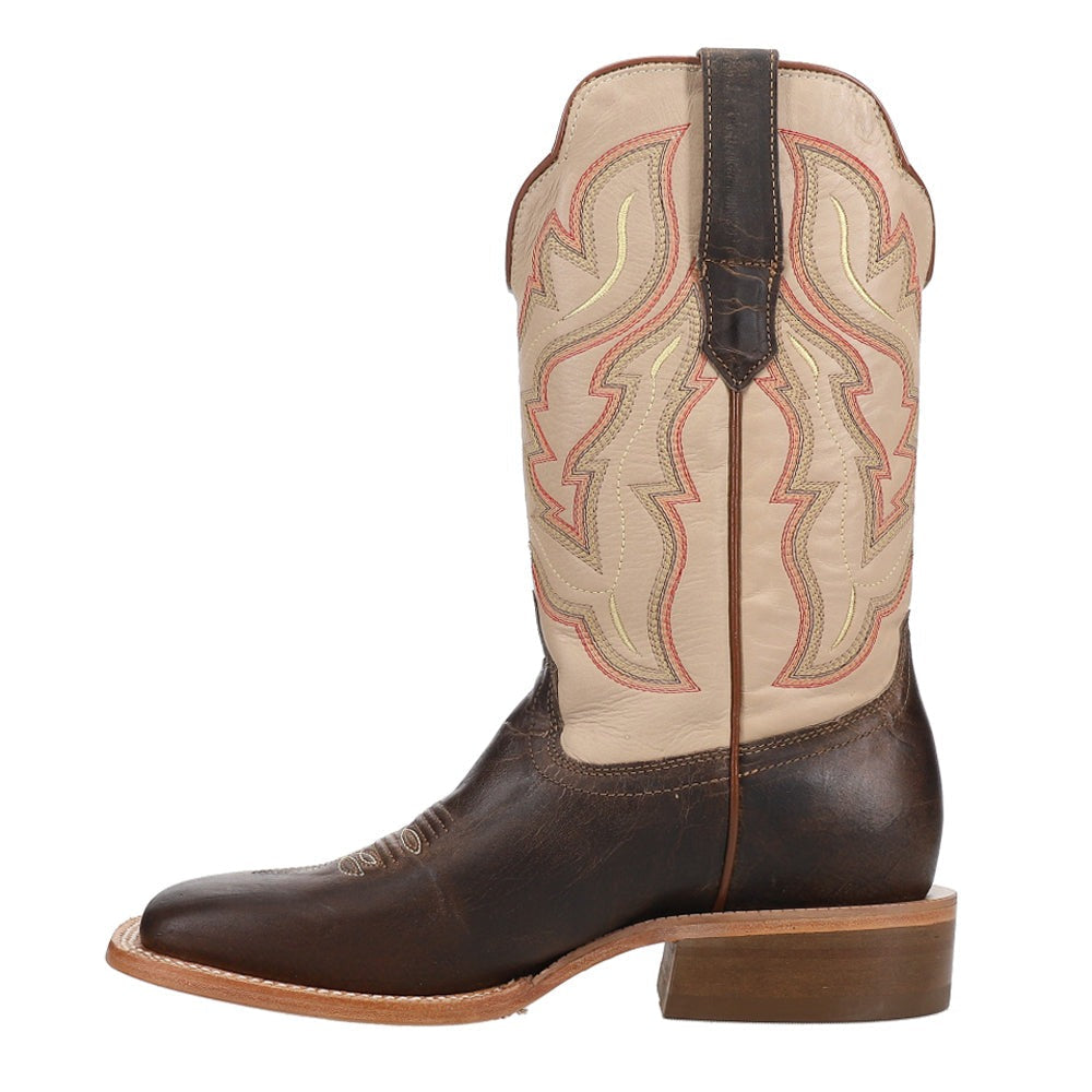 Goat Embroidered Wide Square Toe Cowboy Boots