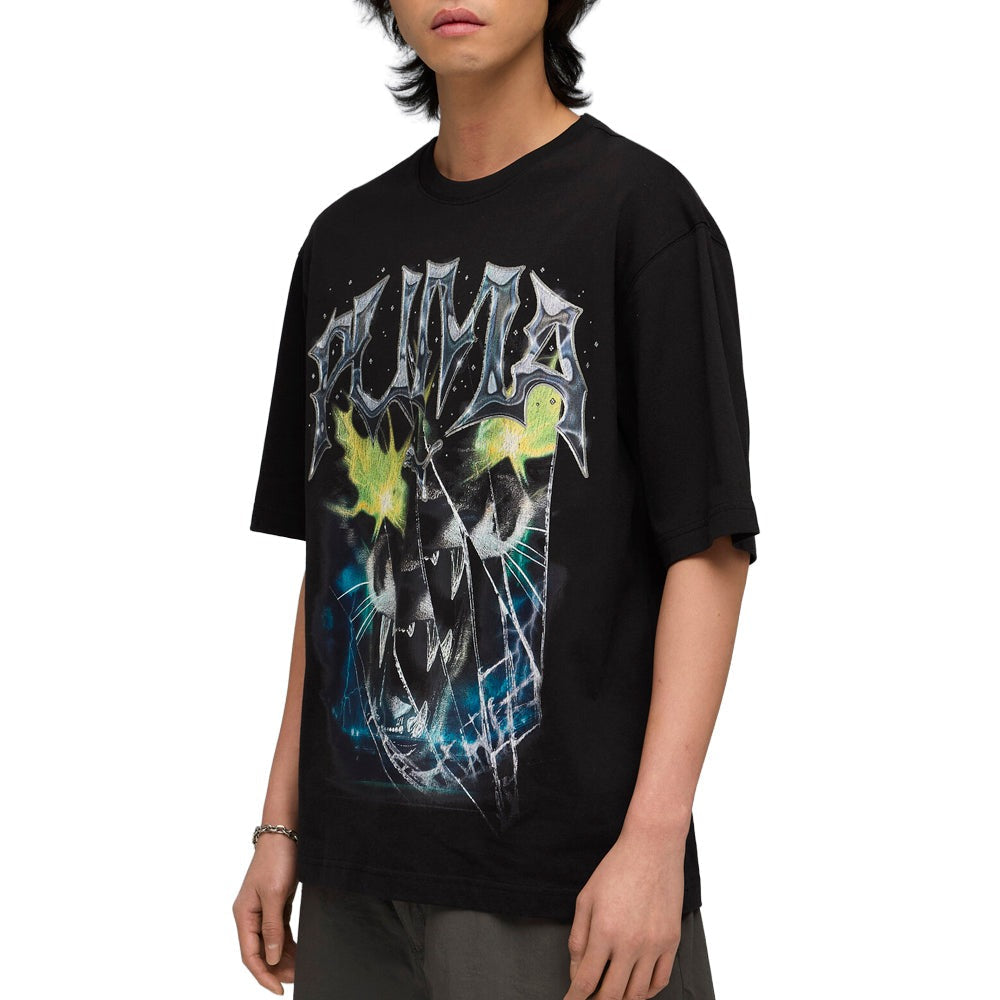 Vintage Cat Boxy Crew Neck Short Sleeve T-Shirt