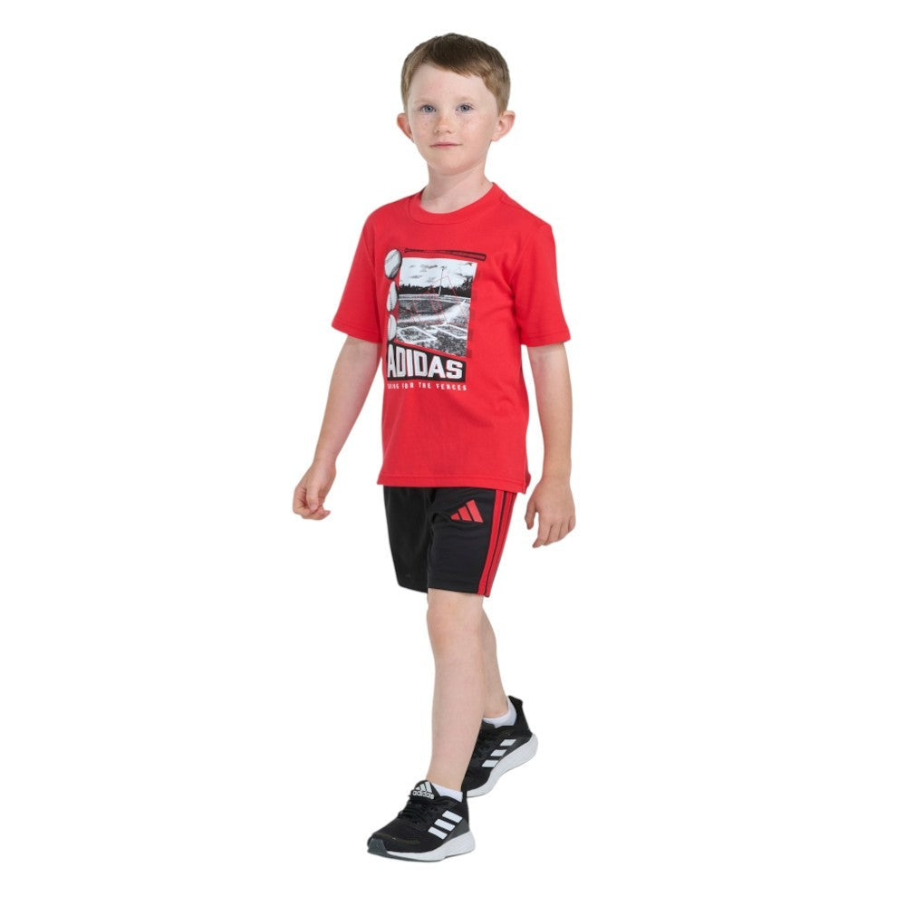 Graphic Cotton Tee 3-Stripes Short Set