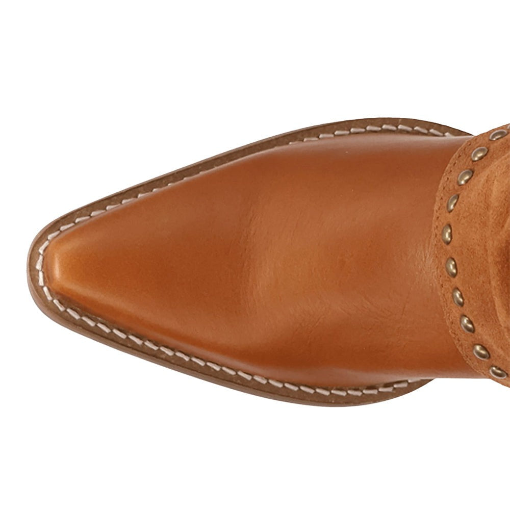 Off The Cuff Leather Snip Toe Pull On Cowboy Booties